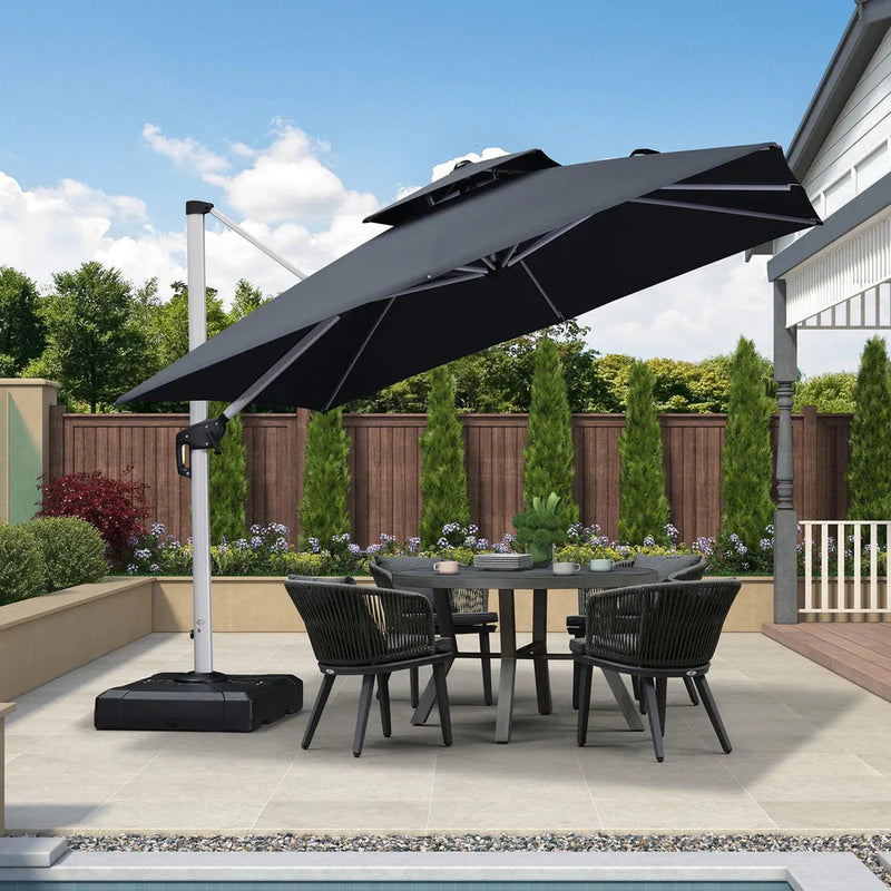 PURPLE LEAF Double Top 360 Degree  Rotation Square Patio Classic Umbrella