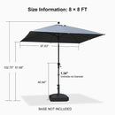 PURPLE LEAF Porch Table Umbrella with Crank and Tilt, Market Patio Umbrella