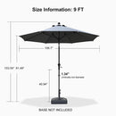 PURPLE LEAF Porch Table Umbrella with Crank and Tilt, Market Patio Umbrella