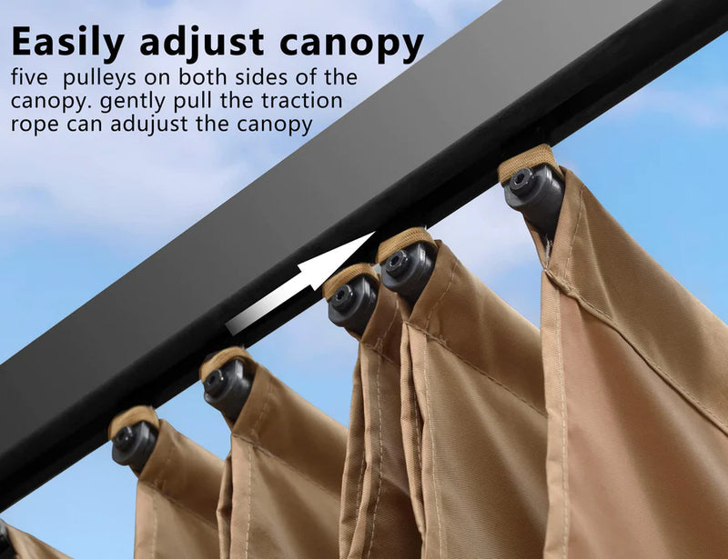 PURPLE LEAF Outdoor Retractable Pergola with Double Sun Shade Canopy White Heavy-Duty Aluminum Pergola