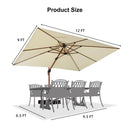 PURPLE LEAF Outdoor Garden Umbrella with Base, Cantilever Umbrellas in Wood Color