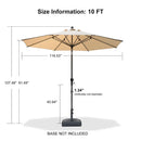 PURPLE LEAF Porch Table Umbrella with Crank and Tilt, Market Patio Umbrella