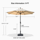 PURPLE LEAF Porch Table Umbrella with Crank and Tilt, Market Patio Umbrella