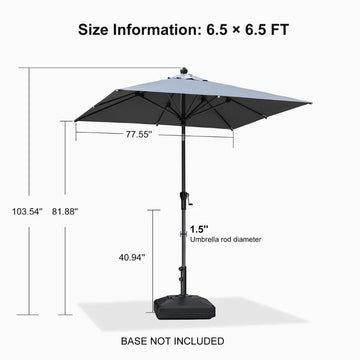 PURPLE LEAF Porch Table Umbrella with Crank and Tilt, Market Patio