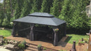 PURPLE LEAF Patio Gazebo for Backyard Grey Hardtop Galvanized Steel Roof Awning with Upgrade Curtain