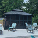 PURPLE LEAF Sunroom Hardtop Gazebo Solarium Grey Galvanized Steel Double Roof All-Weather Aluminum Outdoor Screen House