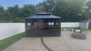 PURPLE LEAF Sunroom Hardtop Gazebo Solarium Grey Galvanized Steel Double Roof All-Weather Aluminum Outdoor Screen House
