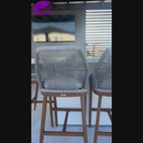 PURPLE LEAF Outdoor Bar Stools Set of 2, Wicker Rattan Bar Stools with Back Aluminum Outside Garden Patio Bar Chairs