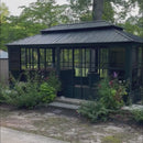 PURPLE LEAF Sunroom Hardtop Gazebo Solarium Grey Galvanized Steel Double Roof All-Weather Aluminum Outdoor Screen House