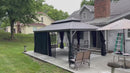 PURPLE LEAF Patio Gazebo for Pool Light Grey Hardtop Galvanized Steel Roof with String Lights-milky