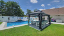 PURPLE LEAF Patio Gazebo for Pool Light Grey Hardtop Galvanized Steel Roof with String Lights-milky