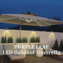 PURPLE LEAF Solar Powered Umbrella LED Rectangular Patio Umbrella with Lights