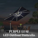 PURPLE LEAF Square Cantilever Umbrella with Base, Outdoor Umbrellas with Lights