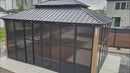 PURPLE LEAF Patio Hardtop Gazebo Double Galvanized Roof Outdoor Screen House Aluminum Solarium Backyard Sunroom