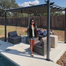 PURPLE LEAF Outdoor Retractable Pergola Patio Shelter for Garden Porch Beach Pavilion Grill Gazebo