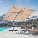 PURPLE LEAF Deluxe Aluminum Outdoor Patio Umbrella Square Cantilever Umbrellas