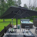 PURPLE LEAF Double Top Square Outdoor LED Umbrellas