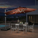 PURPLE LEAF Double Top Round Outdoor LED Umbrellas