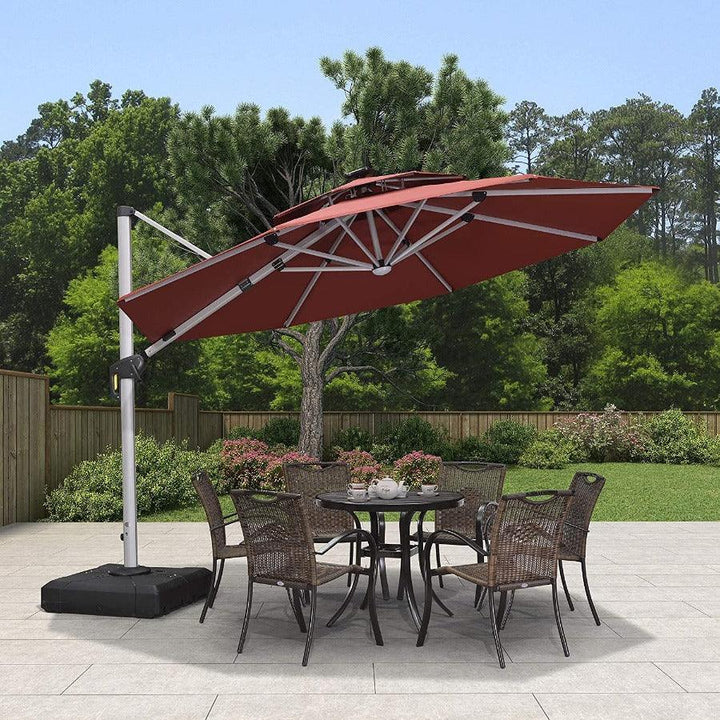 PURPLE LEAF Double Top Round Outdoor LED Umbrellas