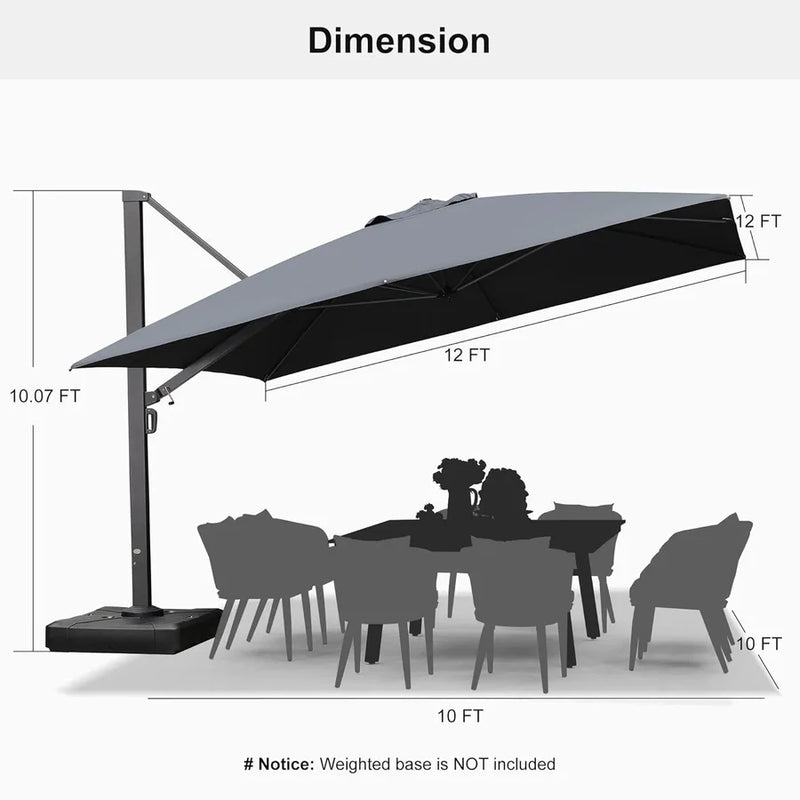 PURPLE LEAF Outdoor Aluminum Umbrella Offset Patio Umbrella