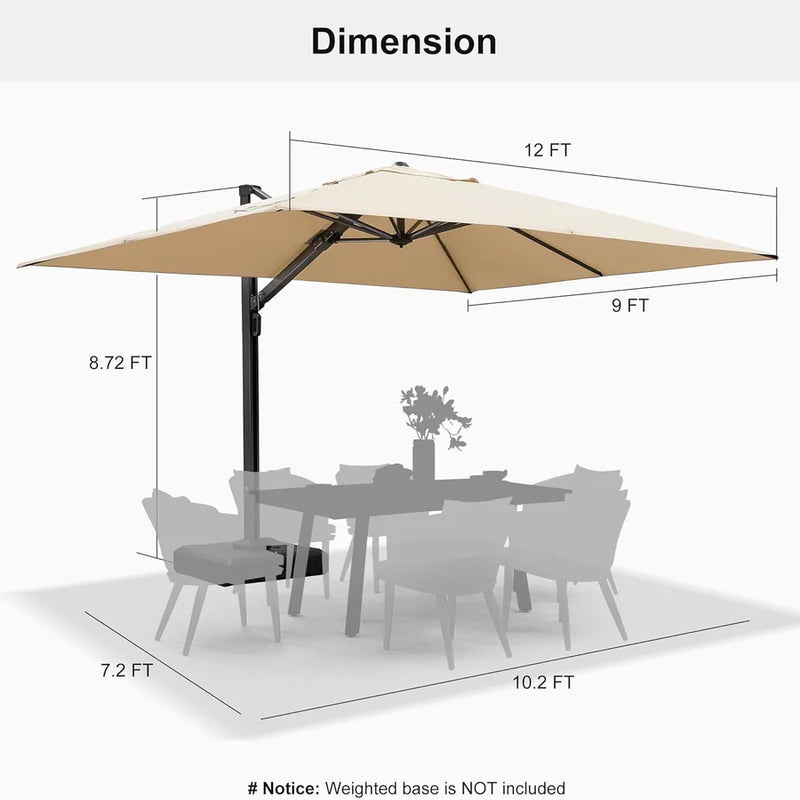 PURPLE LEAF Outdoor Aluminum Umbrella Offset Patio Umbrella