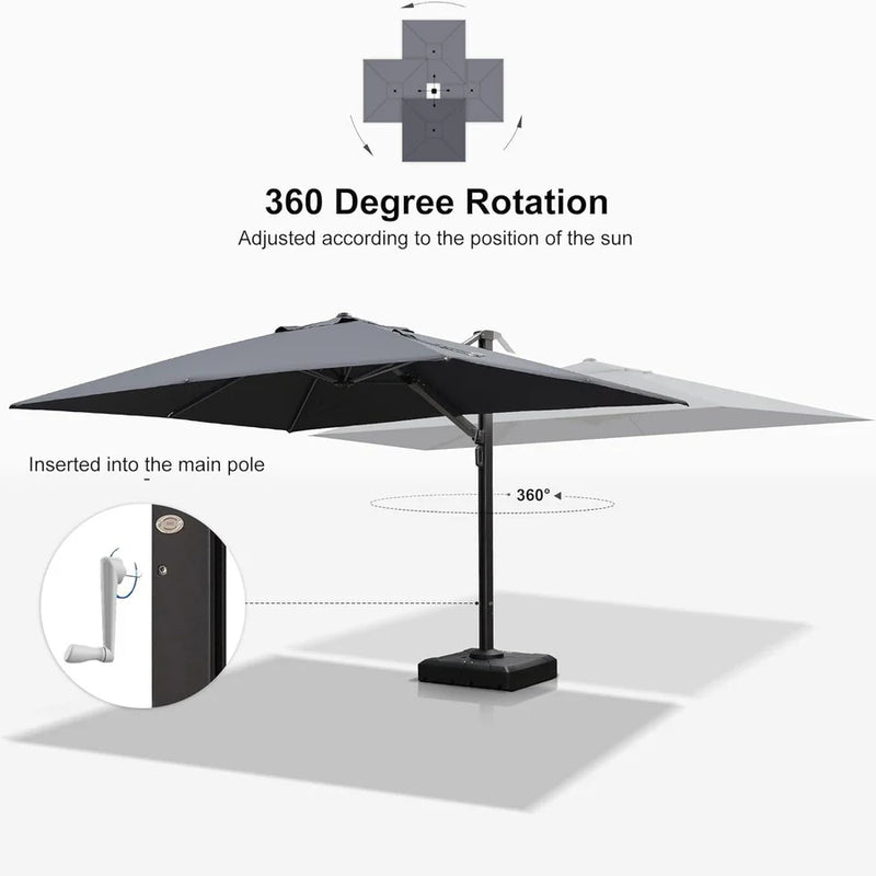 PURPLE LEAF Outdoor Aluminum Umbrella Offset Patio Umbrella