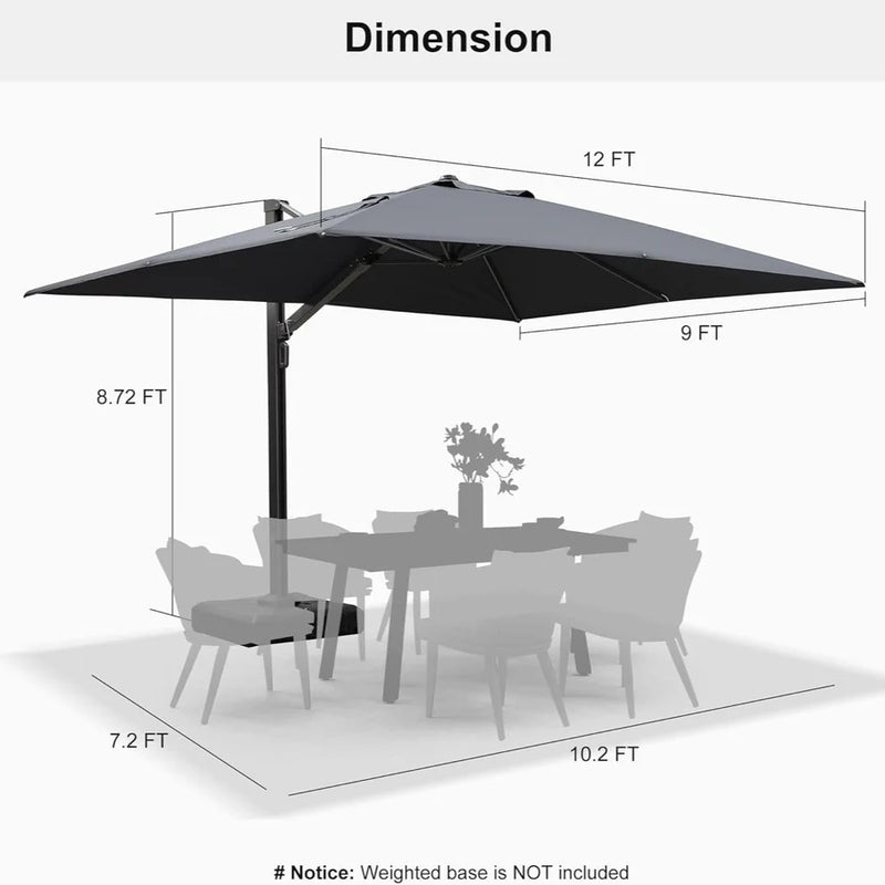 PURPLE LEAF Outdoor Aluminum Umbrella Offset Patio Umbrella