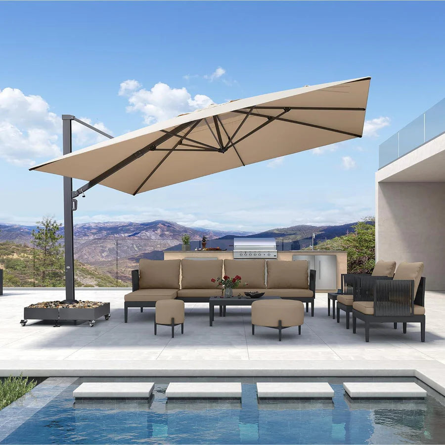 PURPLE LEAF Large Outdoor Aluminum Umbrella Offset Patio Umbrella PURPLE LEAF Large Outdoor Aluminum Umbrella Offset Patio Umbrella