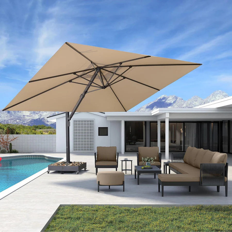 PURPLE LEAF Large Outdoor Aluminum Umbrella Offset Patio Umbrella – Clearance Sale 20% Off