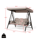 PURPLE LEAF Deluxe Outdoor Patio Porch Swing with Weather Resistant Steel Frame, Cushions and Pillow Included, Adjustable Tilt Canopy