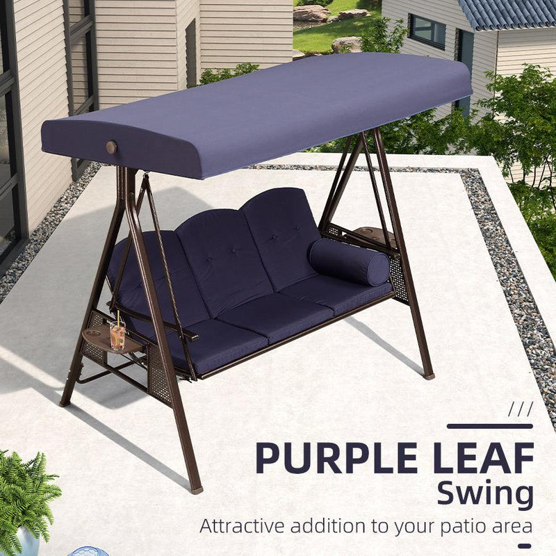 PURPLE LEAF Deluxe Outdoor Patio Porch Swing with Weather Resistant Steel Frame, Cushions and Pillow Included, Adjustable Tilt Canopy