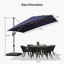 PURPLE LEAF Deluxe Aluminum Outdoor Patio Umbrella Square Cantilever Umbrellas