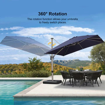 PURPLE LEAF Deluxe Aluminum Outdoor Patio Umbrella Square Cantilever Umbrellas