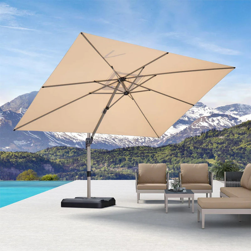 PURPLE LEAF Deluxe Aluminum Outdoor Patio Umbrella Square Cantilever Umbrellas