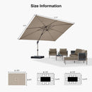 PURPLE LEAF Deluxe Aluminum Outdoor Patio Umbrella Square Cantilever Umbrellas