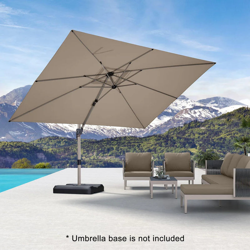 PURPLE LEAF Deluxe Aluminum Outdoor Patio Umbrella Square Cantilever Umbrellas