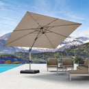 PURPLE LEAF Deluxe Aluminum Outdoor Patio Umbrella Square Cantilever Umbrellas