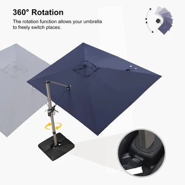 PURPLE LEAF Deluxe Aluminum Outdoor Patio Umbrella Square Cantilever Umbrellas