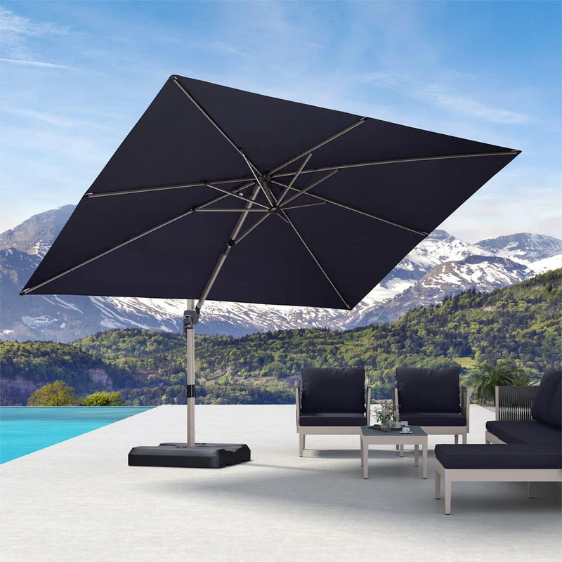 PURPLE LEAF Deluxe Aluminum Outdoor Patio Umbrella Square Cantilever Umbrellas