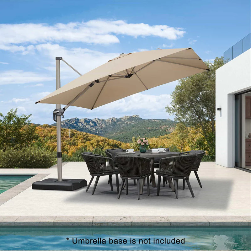 PURPLE LEAF Deluxe Aluminum Outdoor Patio Umbrella Square Cantilever Umbrellas