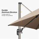 PURPLE LEAF Deluxe Aluminum Outdoor Patio Umbrella Square Cantilever Umbrellas