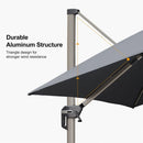 PURPLE LEAF Deluxe Aluminum Outdoor Patio Umbrella Square Cantilever Umbrellas