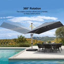 PURPLE LEAF Deluxe Aluminum Outdoor Patio Umbrella Square Cantilever Umbrellas