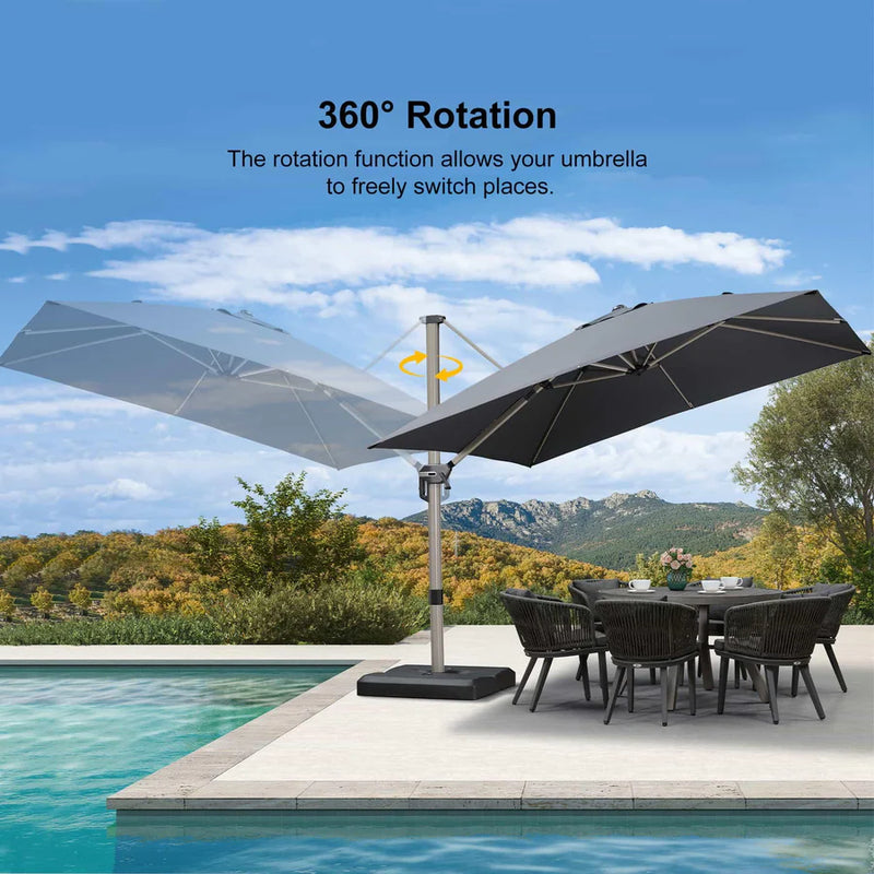 PURPLE LEAF Deluxe Aluminum Outdoor Patio Umbrella Square Cantilever Umbrellas