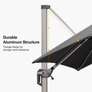 PURPLE LEAF Deluxe Aluminum Outdoor Patio Umbrella Square Cantilever Umbrellas