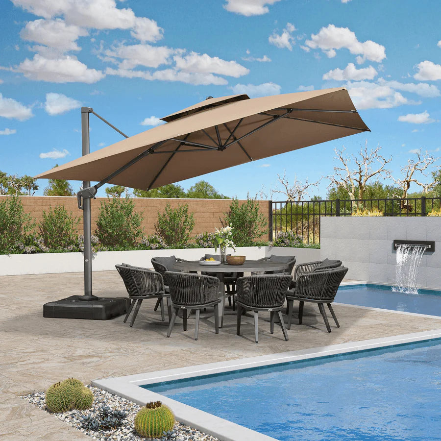 PURPLE LEAF Cantilever Patio Umbrella Gray Pole Outdoor Umbrella with UV Protection PURPLE LEAF Cantilever Patio Umbrella Gray Pole Outdoor Umbrella with UV Protection