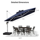 PURPLE LEAF Square Cantilever Umbrella with Base, Outdoor Umbrellas with Lights