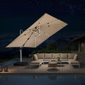 PURPLE LEAF Large Solar Yard Umbrellas Double Top Square Patio Umbrella with Lights