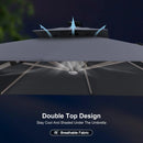 PURPLE LEAF Double Top Square Outdoor LED Umbrellas