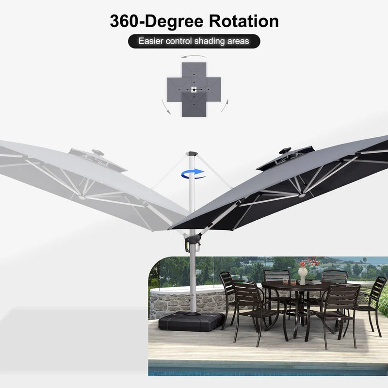 PURPLE LEAF Double Top Square Outdoor LED Umbrellas